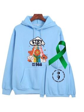 Stay Mental Health graphic oversized pullover hoodie sweatshirt large